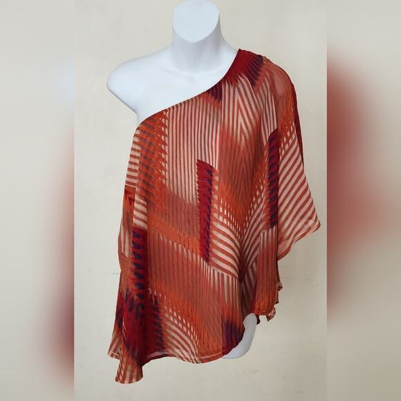 JESSICA SIMPSON One Shoulder Printed Blouse Top Size M - Picture 12 of 12